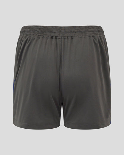 Dark gray athletic shorts with an elastic waistband, shown from the back on a light gray background.