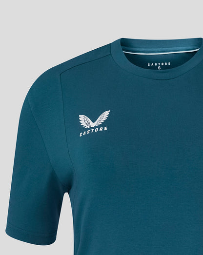 Teal athletic shirt with Castore logo on a light gray background