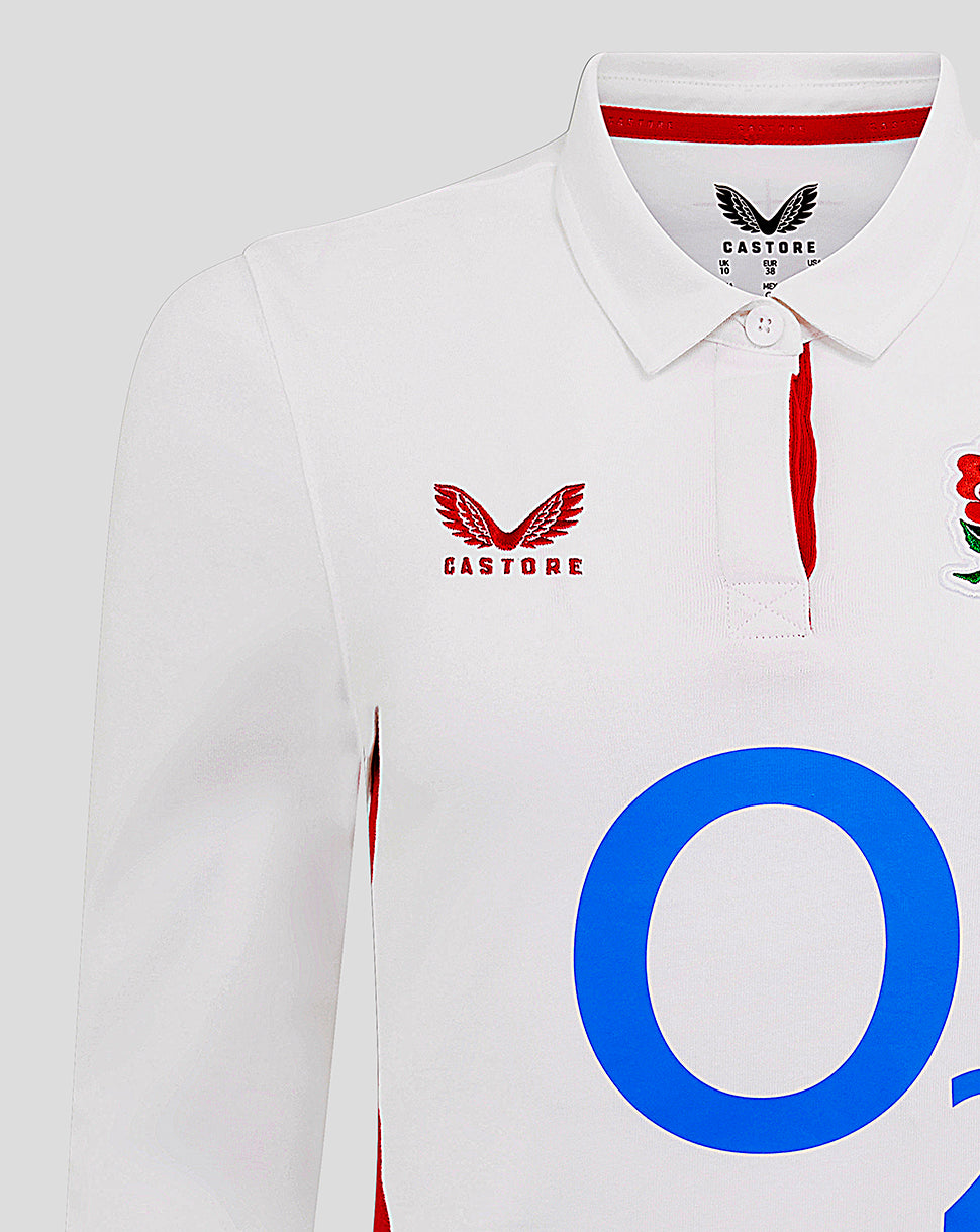Women’s England Rugby 25/26 Home Classic Long Sleeve Shirt – Brilliant White - Brilliant White/Lipstick Red