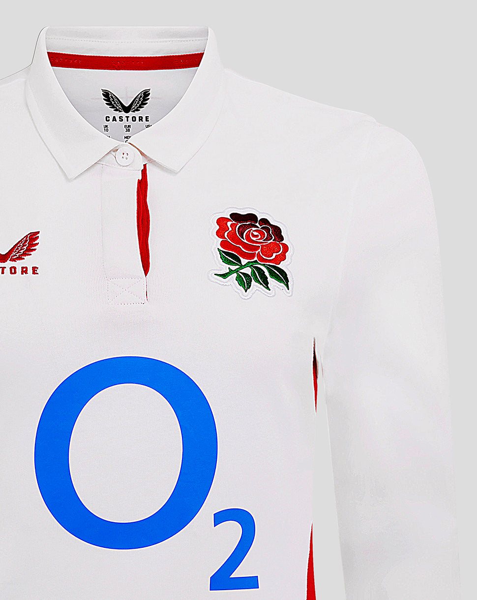 Women’s England Rugby 25/26 Home Classic Long Sleeve Shirt – Brilliant White - Brilliant White/Lipstick Red