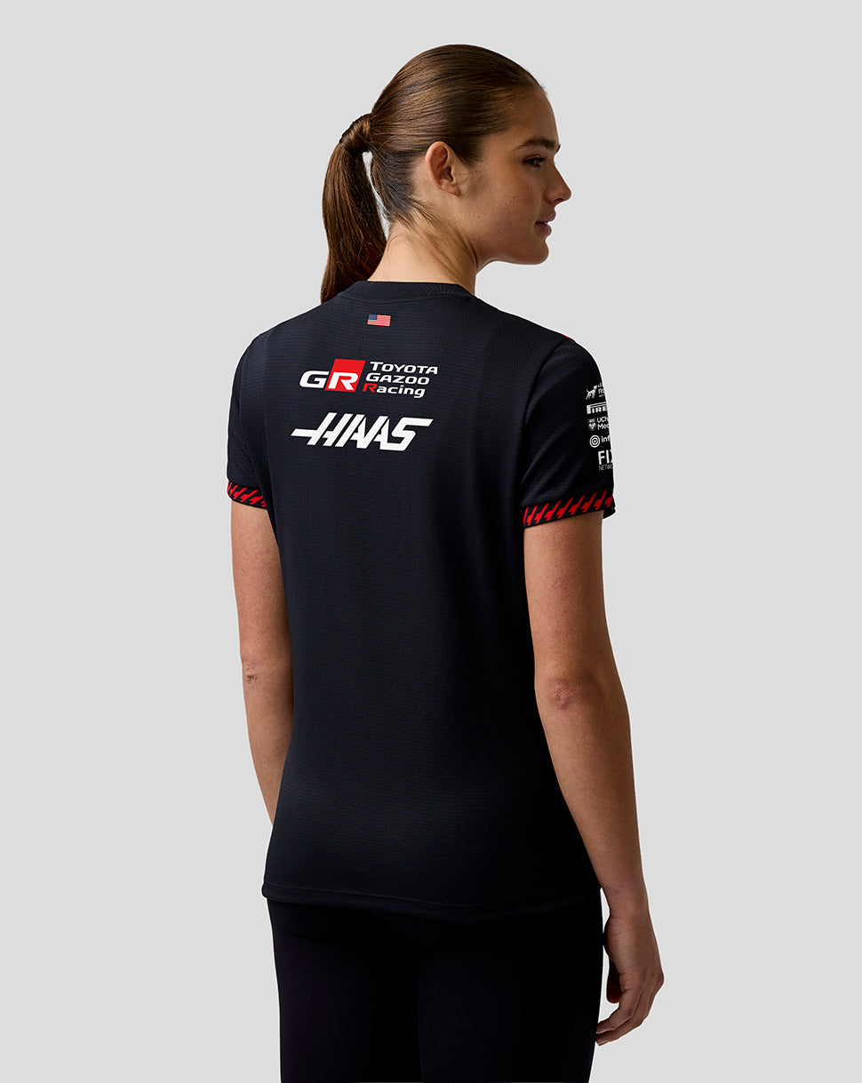 Official Haas Team Women's Driver T-Shirt - Caviar/Flame Scarlet