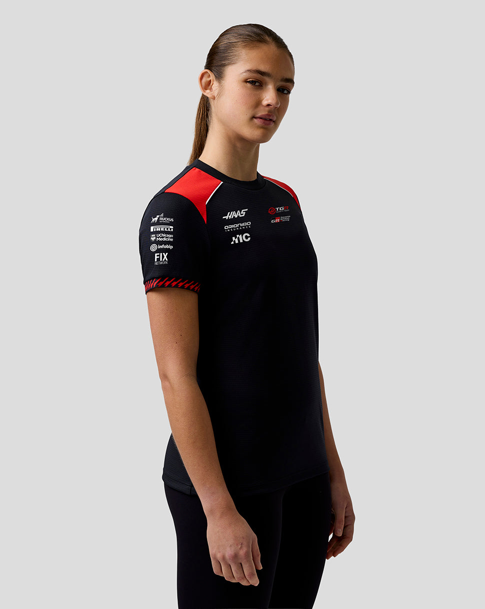 Official Haas Team Women's Driver T-Shirt - Caviar/Flame Scarlet