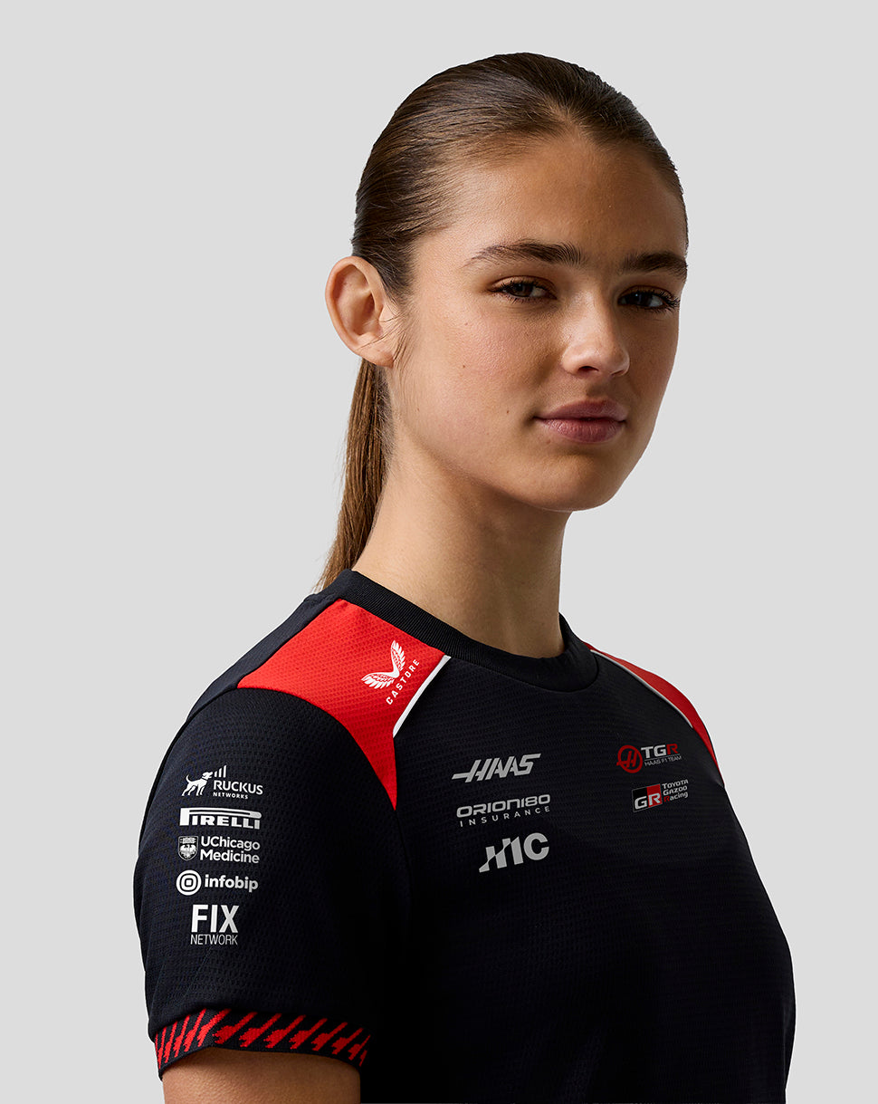 Official Haas Team Women's Driver T-Shirt - Caviar/Flame Scarlet