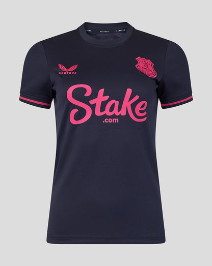 Black t-shirt with pink 'Stake.com' logo on a gray background