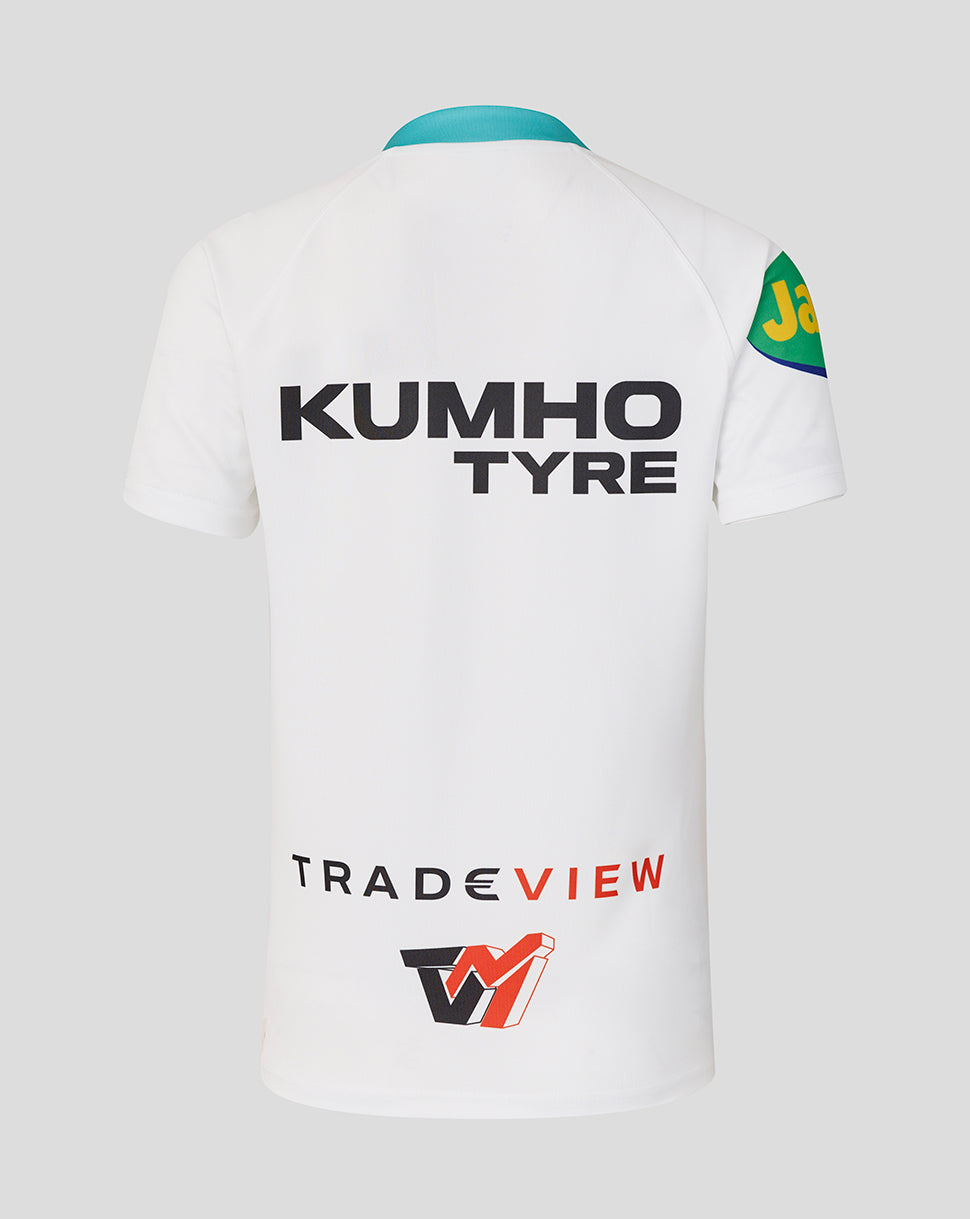 White shirt with Kumho Tyre and TradeView logos on a light gray background