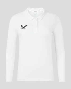 Womens Long Sleeve Cotton Leisure Polo - Brilliant White