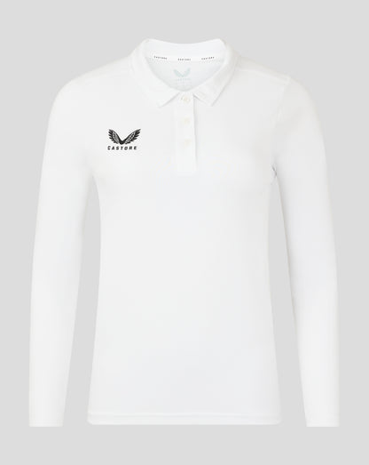 Womens Long Sleeve Cotton Leisure Polo - Brilliant White