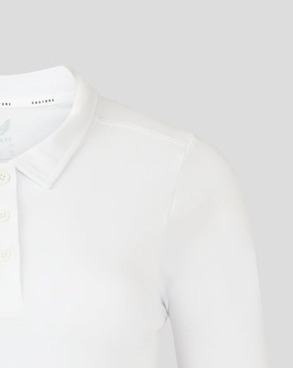 Womens Long Sleeve Cotton Leisure Polo - Brilliant White