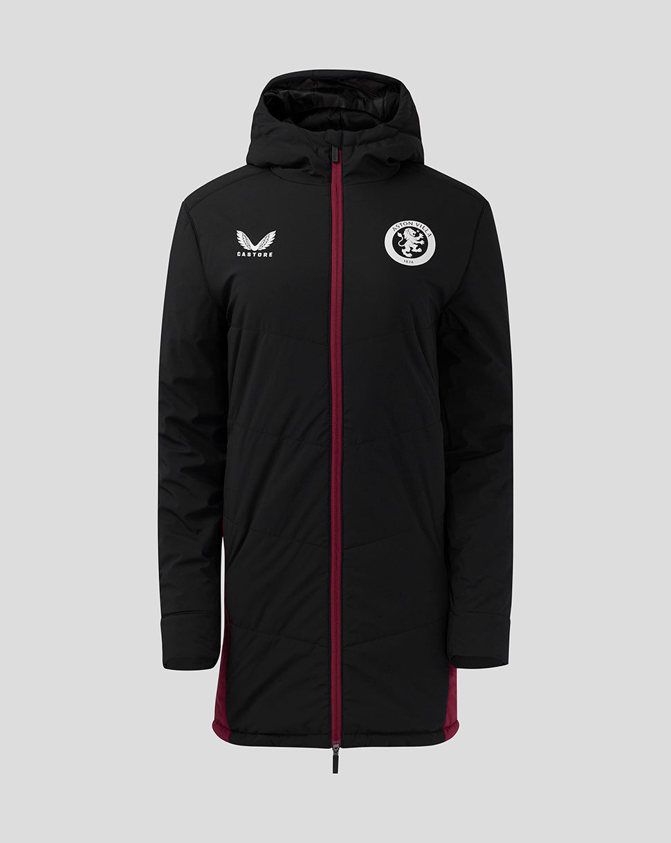 Womens Aston Villa FC Staff Long Bench Jacket - Caviar / Rhododendron