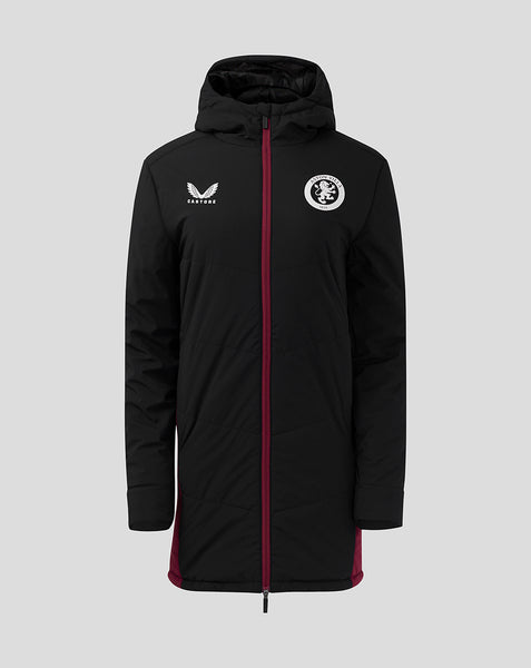 Womens Aston Villa FC Staff Long Bench Jacket - Caviar