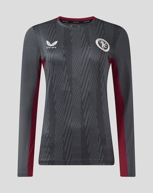 Womens Aston Villa FC Coaches Training General Long Sleeve Tee - Ebony / Rhododendron