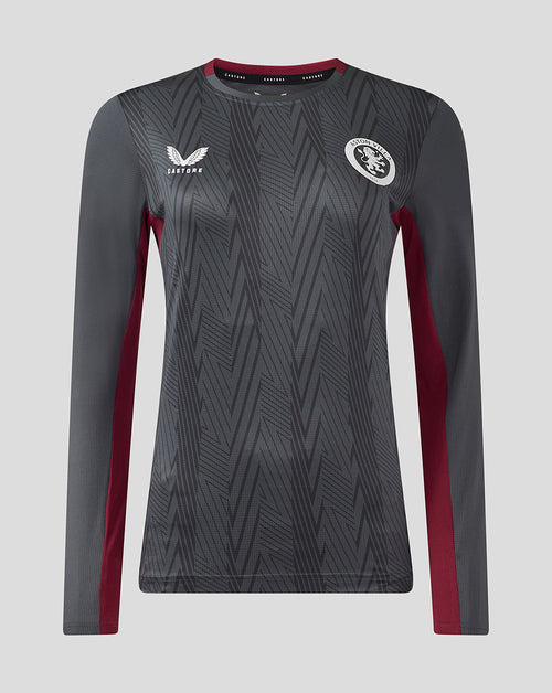 Womens Aston Villa FC Coaches Training General Long Sleeve Tee - Ebony / Rhododendron