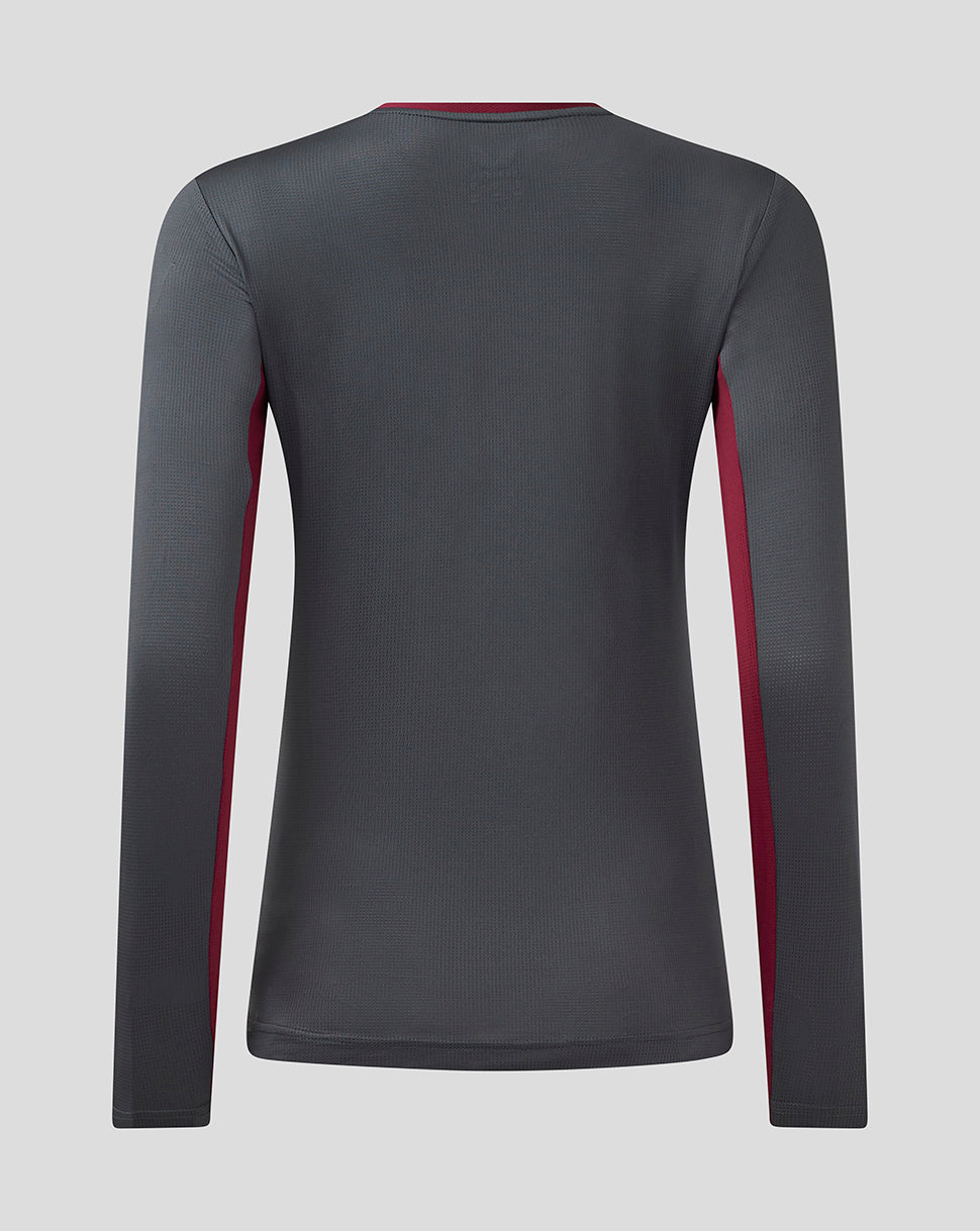 Womens Aston Villa FC Coaches Training General Long Sleeve Tee - Ebony / Rhododendron - Ebony/Rhododendron