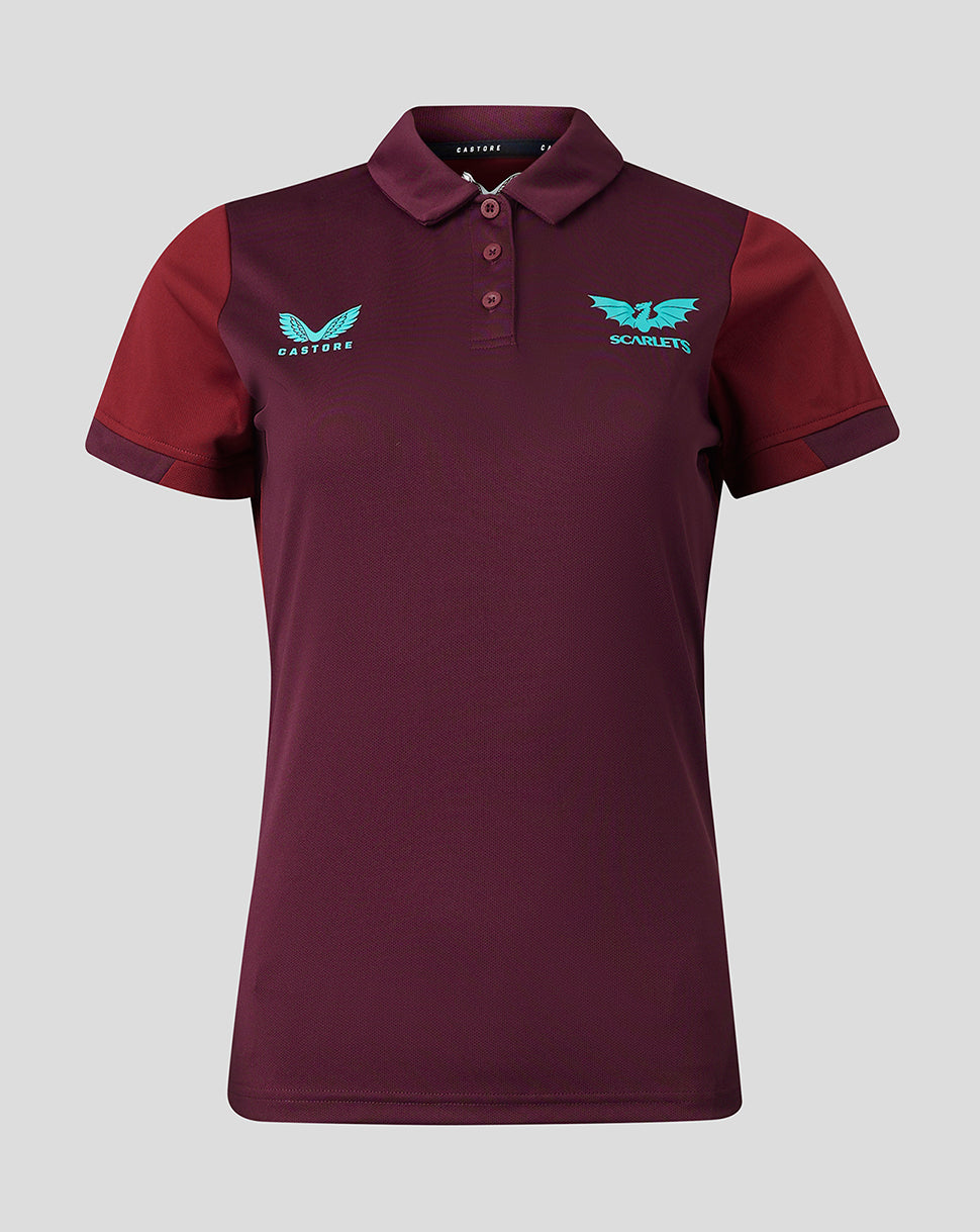 Scarlets Womens 23/24 Short Sleeve Travel Polo - Burgundy