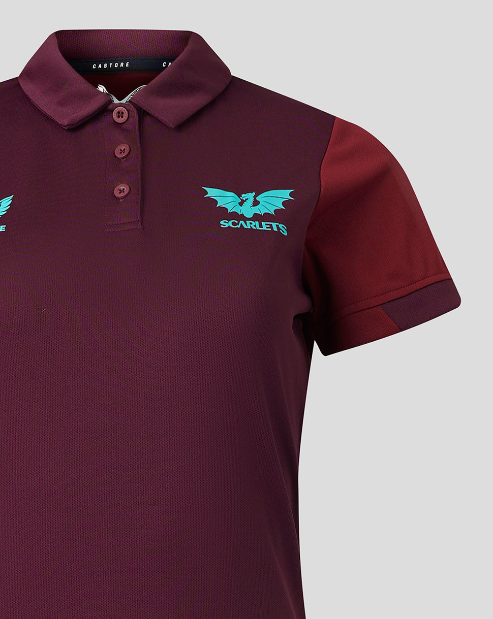 Scarlets Womens 23/24 Short Sleeve Travel Polo - Burgundy