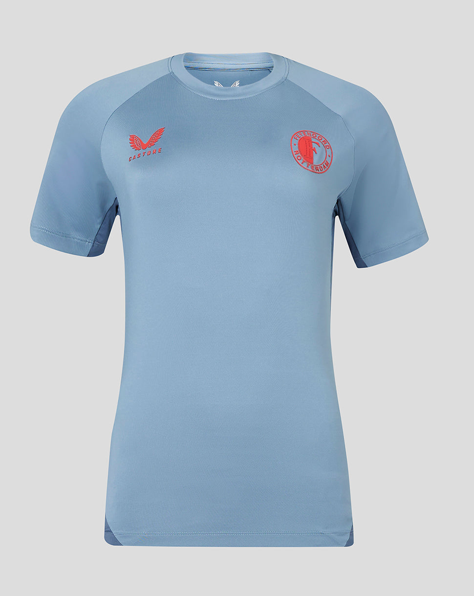 Blue Feyenoord women's T-shirt with red crest on the left chest