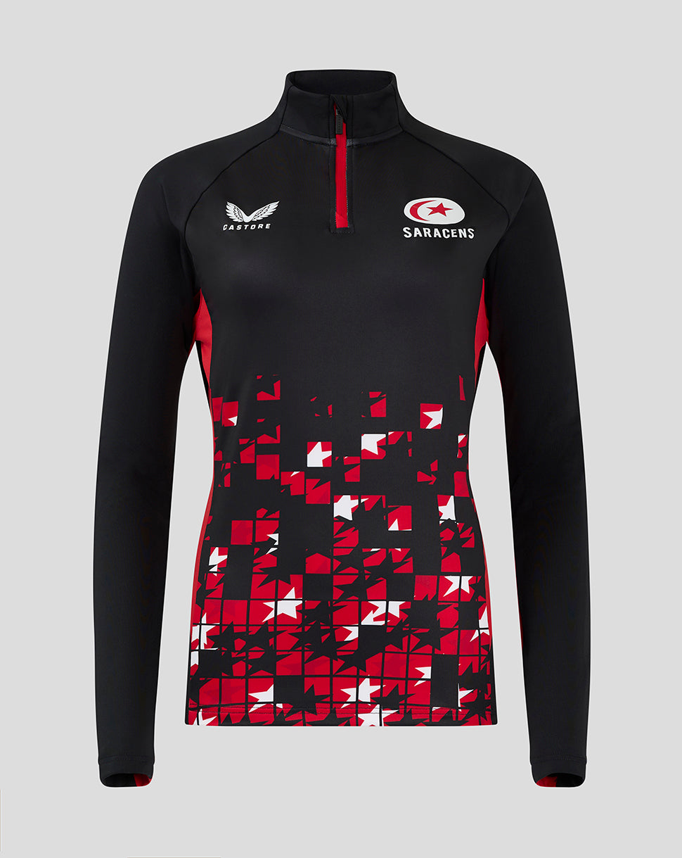 Saracens Women's 24/25 Matchday 1/4 Zip - Black/Red - Black/Red