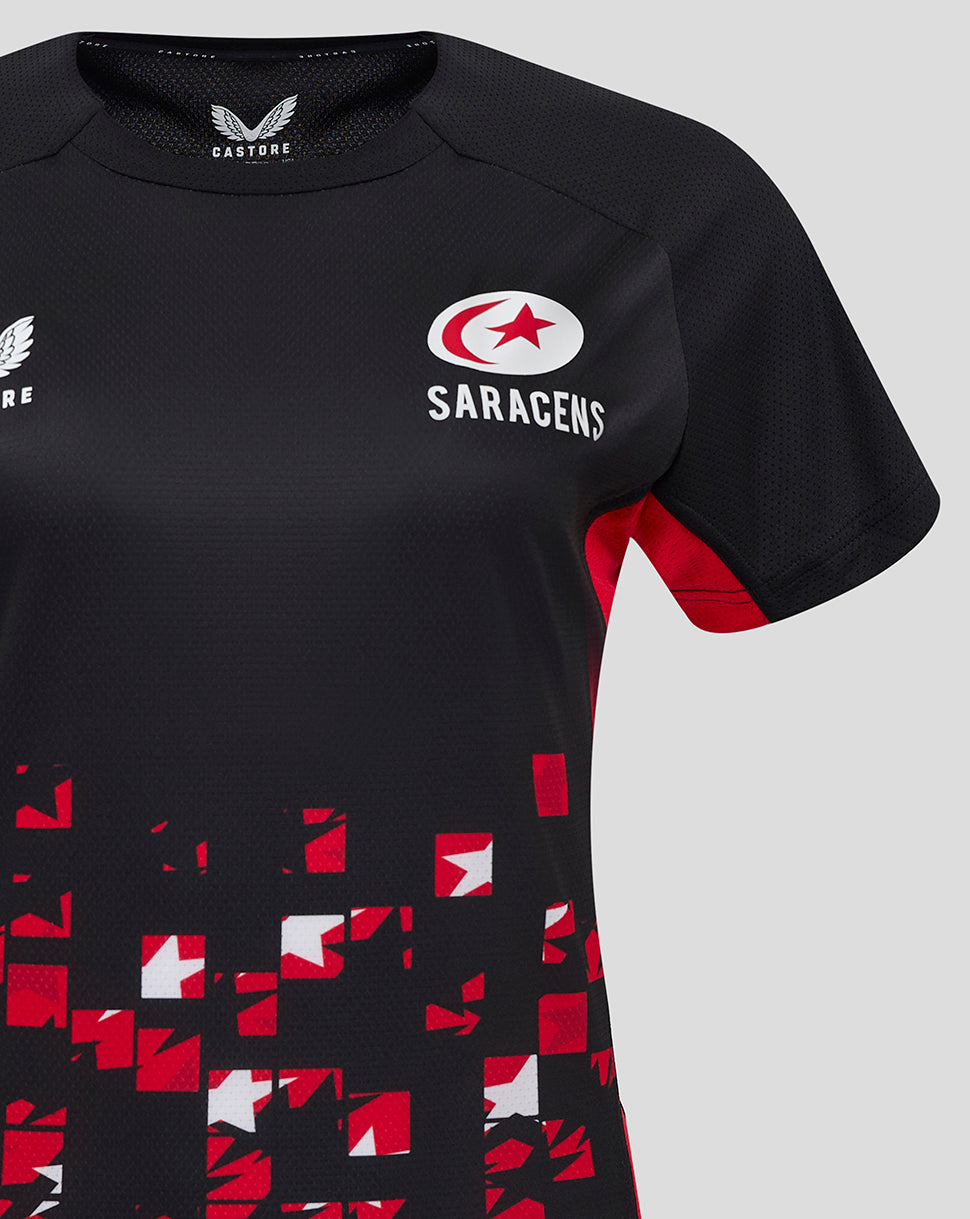 Saracens Women's 24/25 Matchday Tee - Black/Red - Black/Red