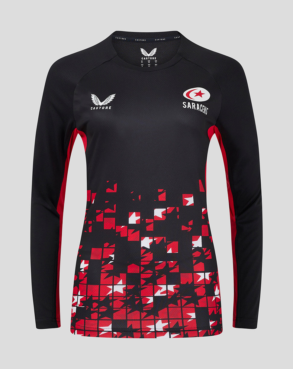 Saracens Women's 24/25 Matchday Long Sleeve Tee - Black/Red - Black/Red