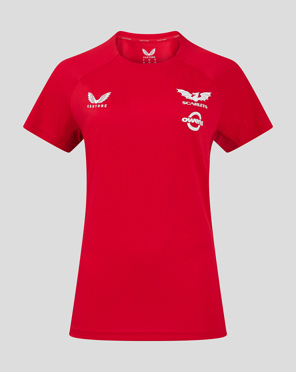 Scarlets Women's 24/25 Pro Players T-Shirt - True Red/Barbados Cherry