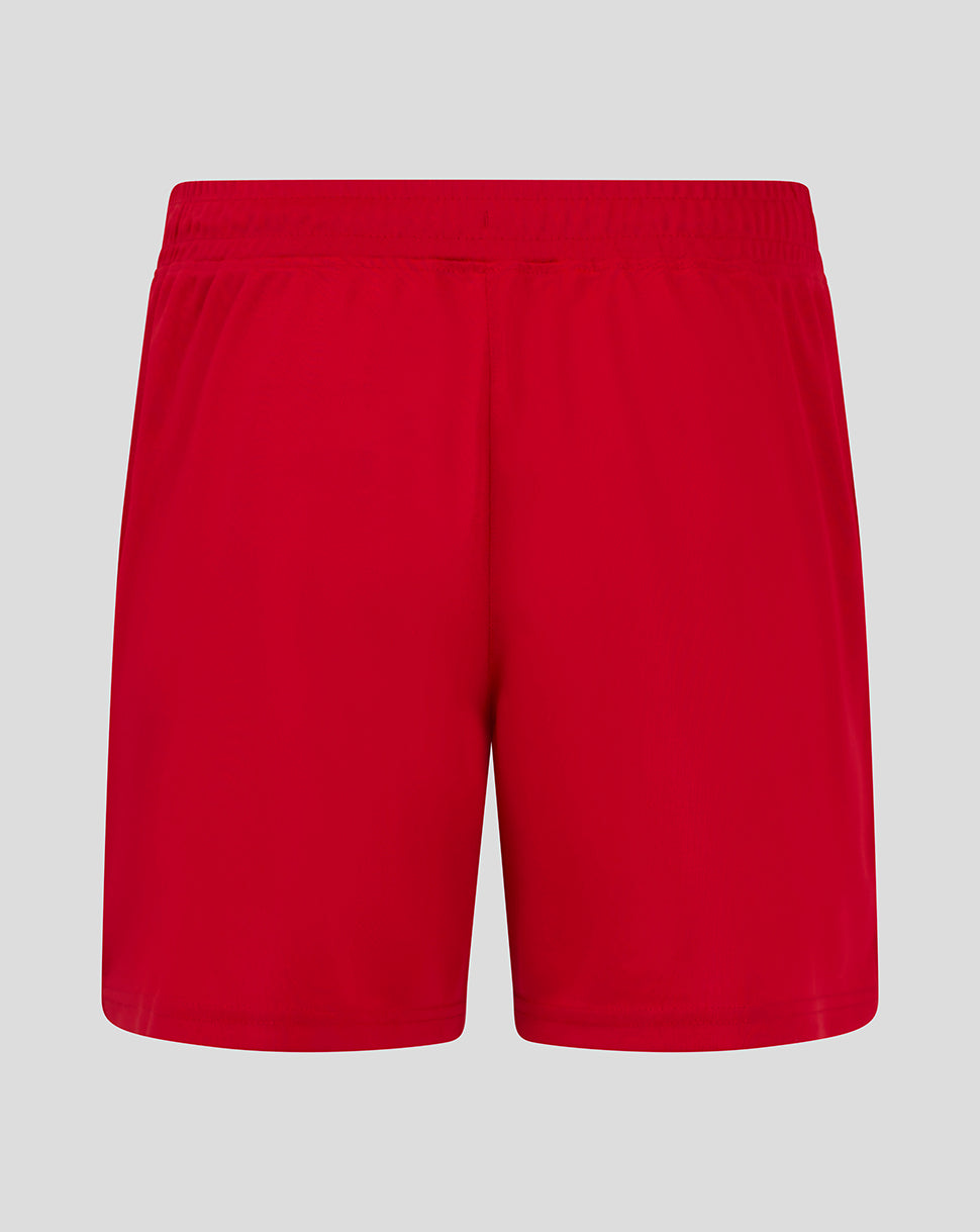 Back view of red FC Utrecht women's 24/25 home shorts with elastic waistband