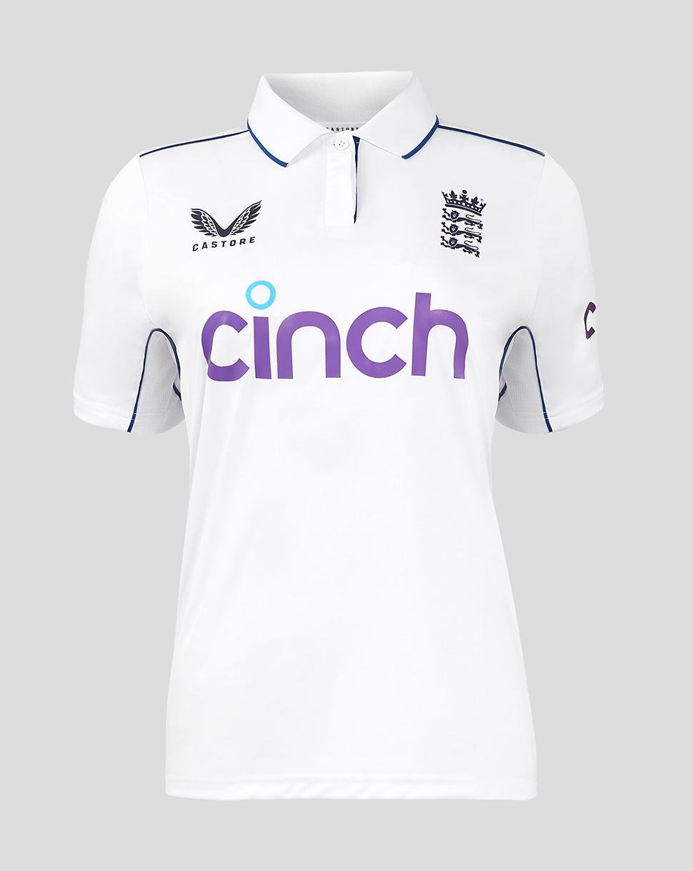 England Cricket 2024 Women's Test Short Sleeve Shirt - White