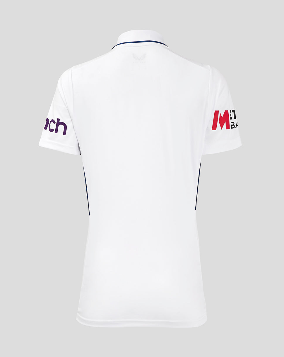 England Cricket 2024 Women's Test Short Sleeve Shirt - White