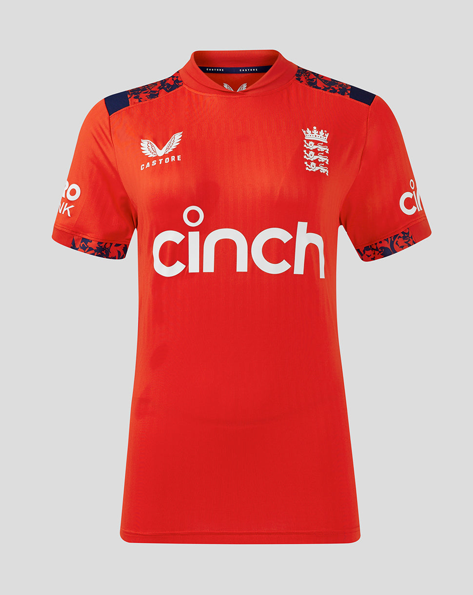 England Cricket Women's 24/25 T20 Short Sleeve Shirt - Red