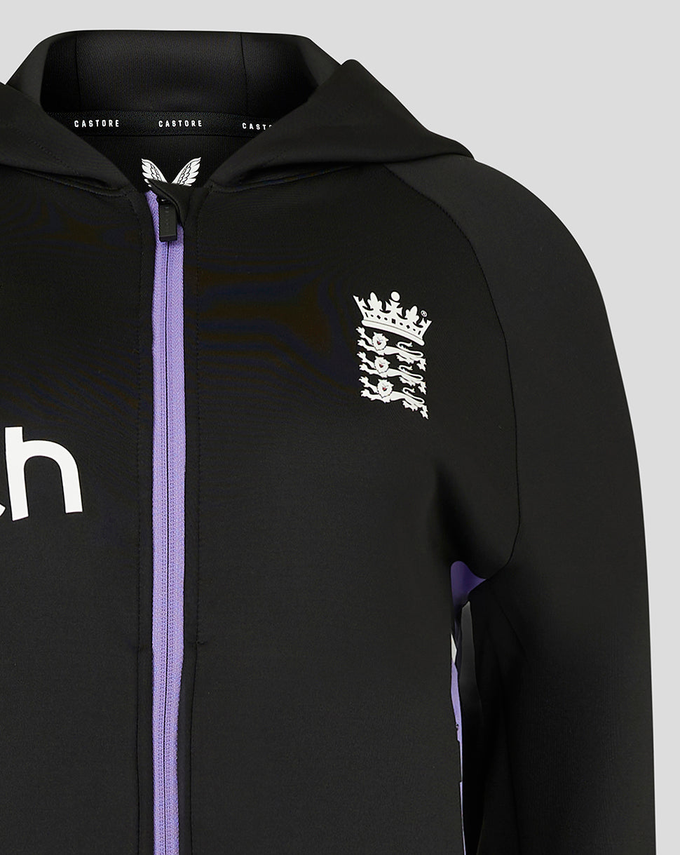 England Cricket Women's 24/25 Full Zip Training Hoody - Black/Purple