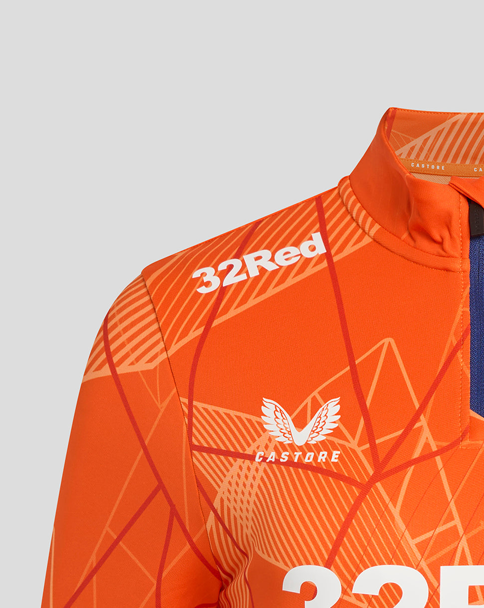 Rangers 24/25 Women's League Matchday 1/4 Zip Midlayer - Vibrant Orange/Blue Depths