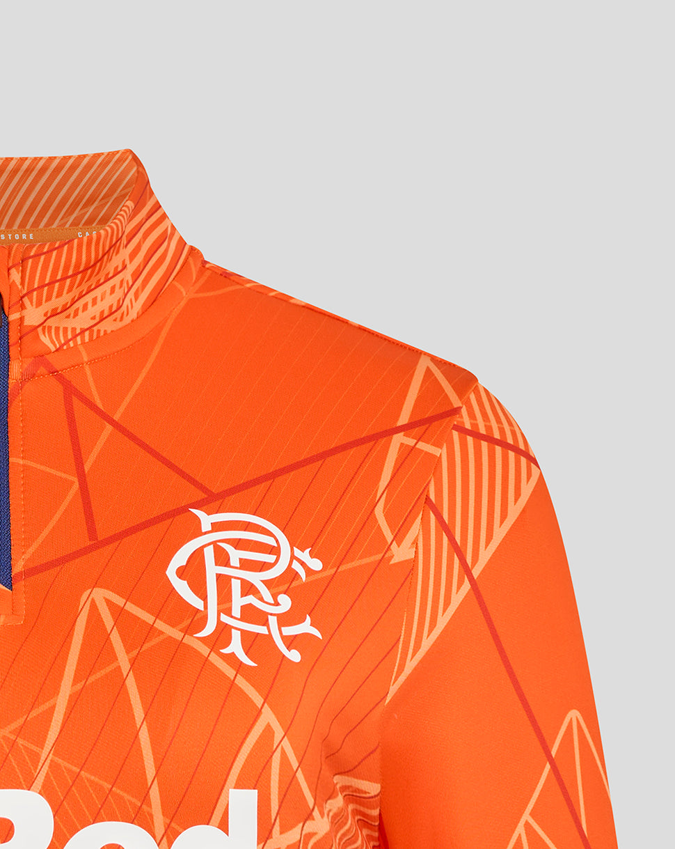 Rangers 24/25 Women's League Matchday 1/4 Zip Midlayer - Vibrant Orange/Blue Depths