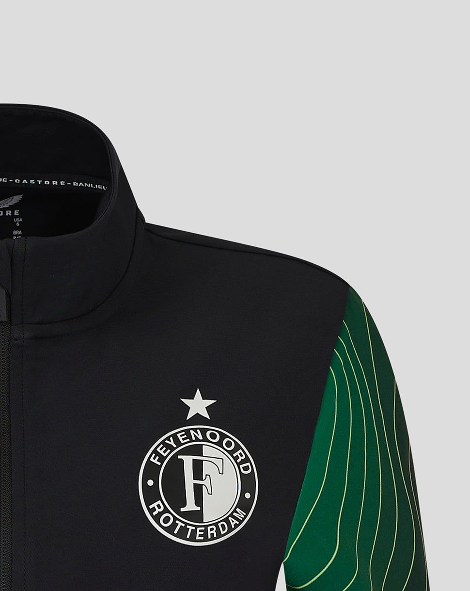 Feyenoord crest on a black jacket chest with a white star above