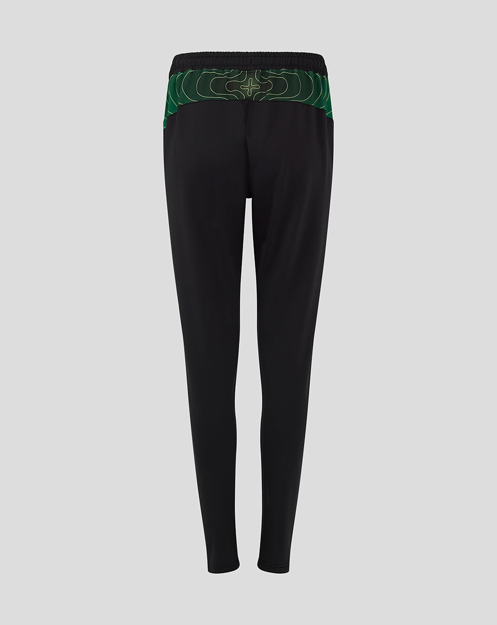 Back view of black Feyenoord women's third matchday pants with a green patterned elastic waistband