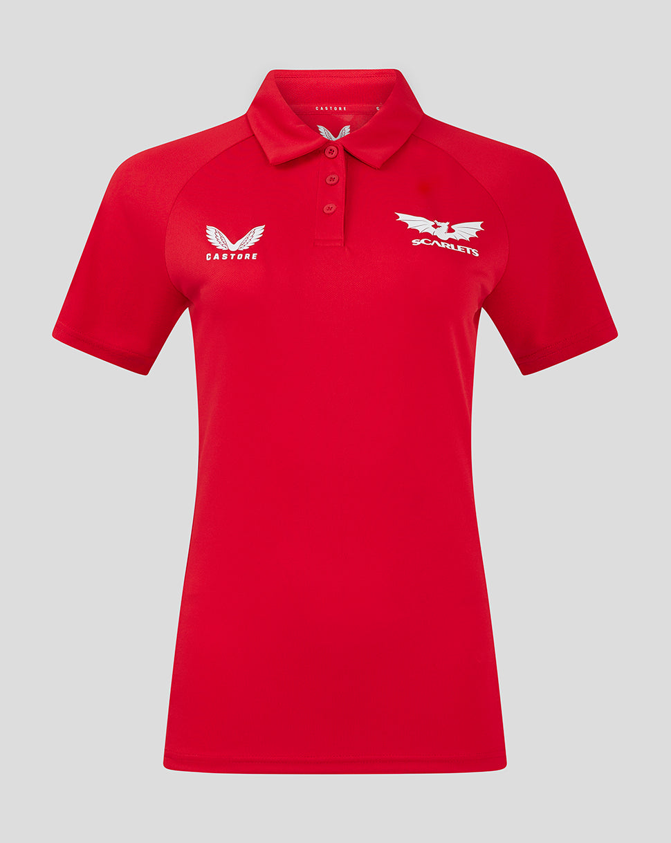 Scarlets Women's 24/25 Pro Players Polo - True Red/Barbados Cherry