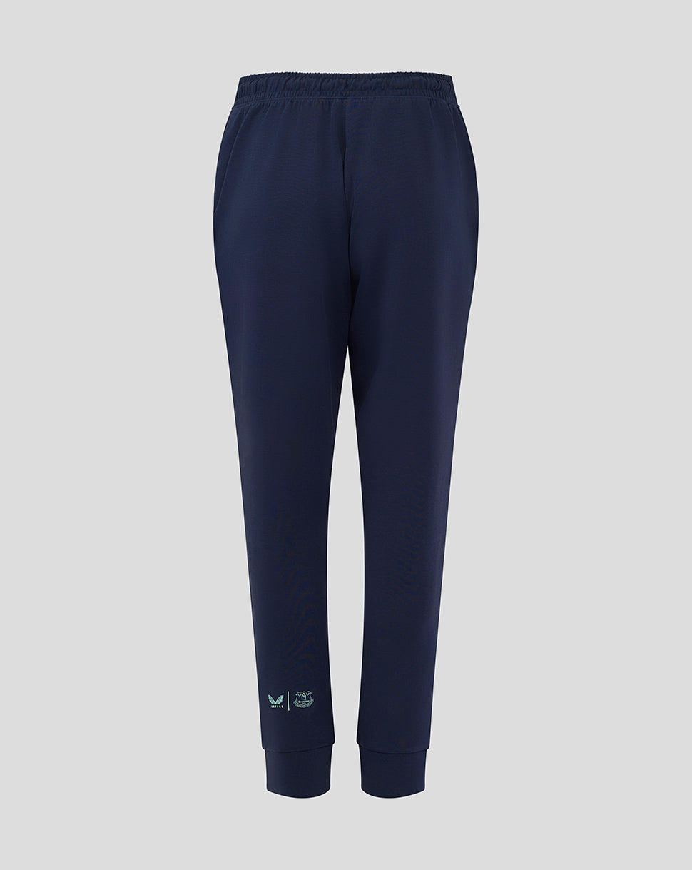 Back view of navy Everton 24/25 junior travel pant with an elastic waistband.