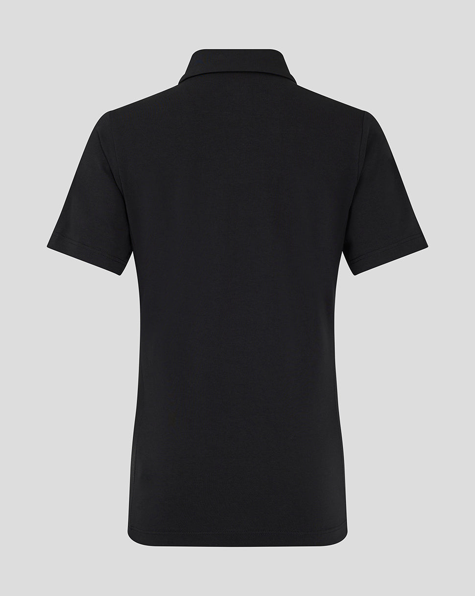 Back view of black FC Twente Travel Polo with short sleeves