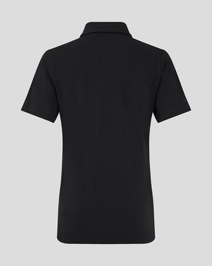Back view of black FC Twente Travel Polo with short sleeves