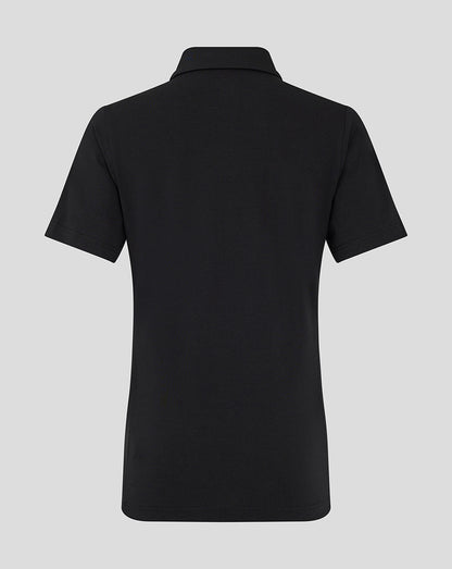 Back view of black FC Twente Travel Polo with short sleeves