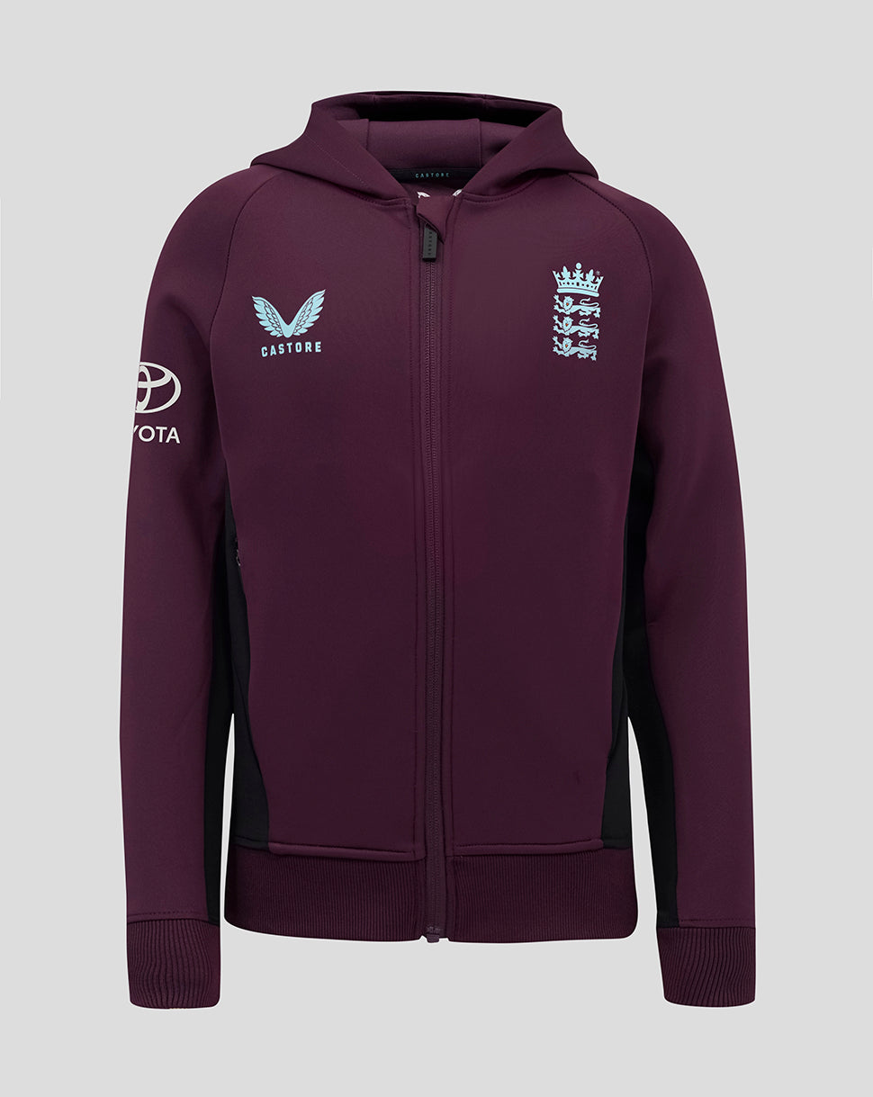 England Cricket Training Junior Full Zip Hoody 25/26 - Blackberry Wine/Caviar