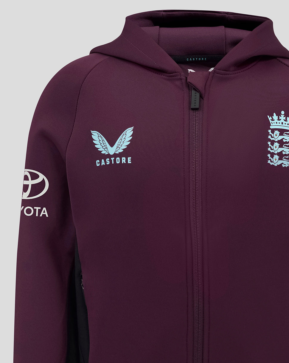 England Cricket Training Junior Full Zip Hoody 25/26 - Blackberry Wine/Caviar