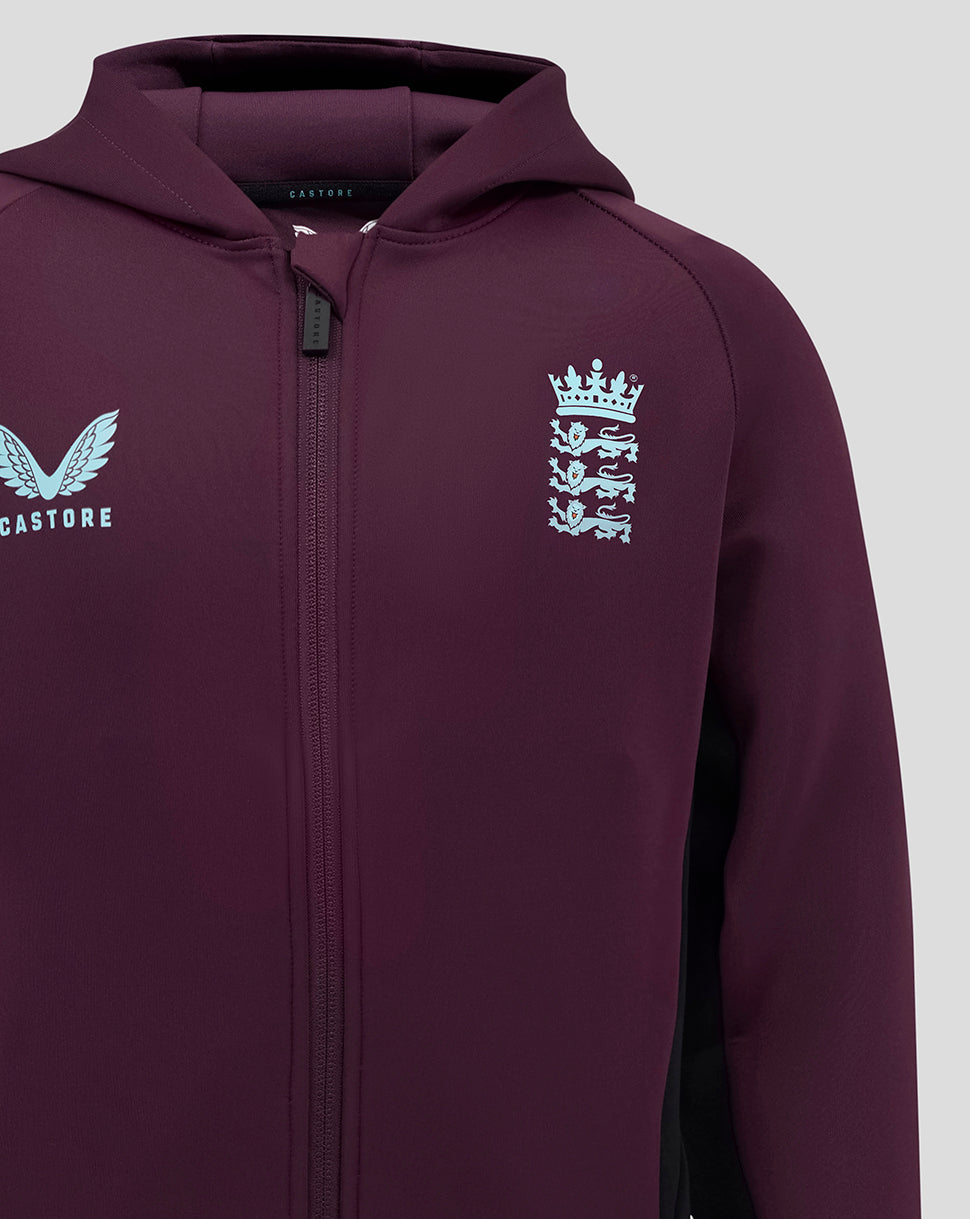 England Cricket Training Junior Full Zip Hoody 25/26 - Blackberry Wine/Caviar