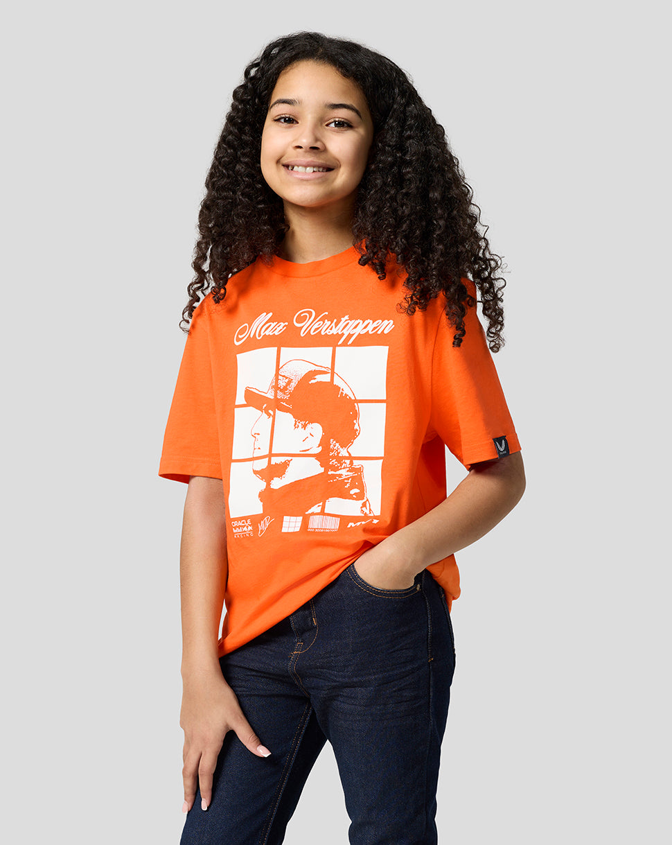 Oracle Red Bull Racing Junior Max Verstappen Puzzle T-Shirt - Exotic Orange - Exotic Orange