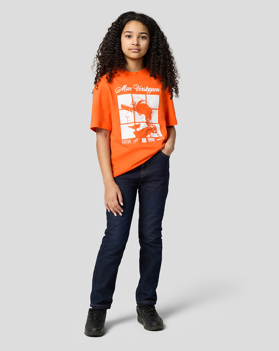 Oracle Red Bull Racing Junior Max Verstappen Puzzle T-Shirt - Exotic Orange - Exotic Orange