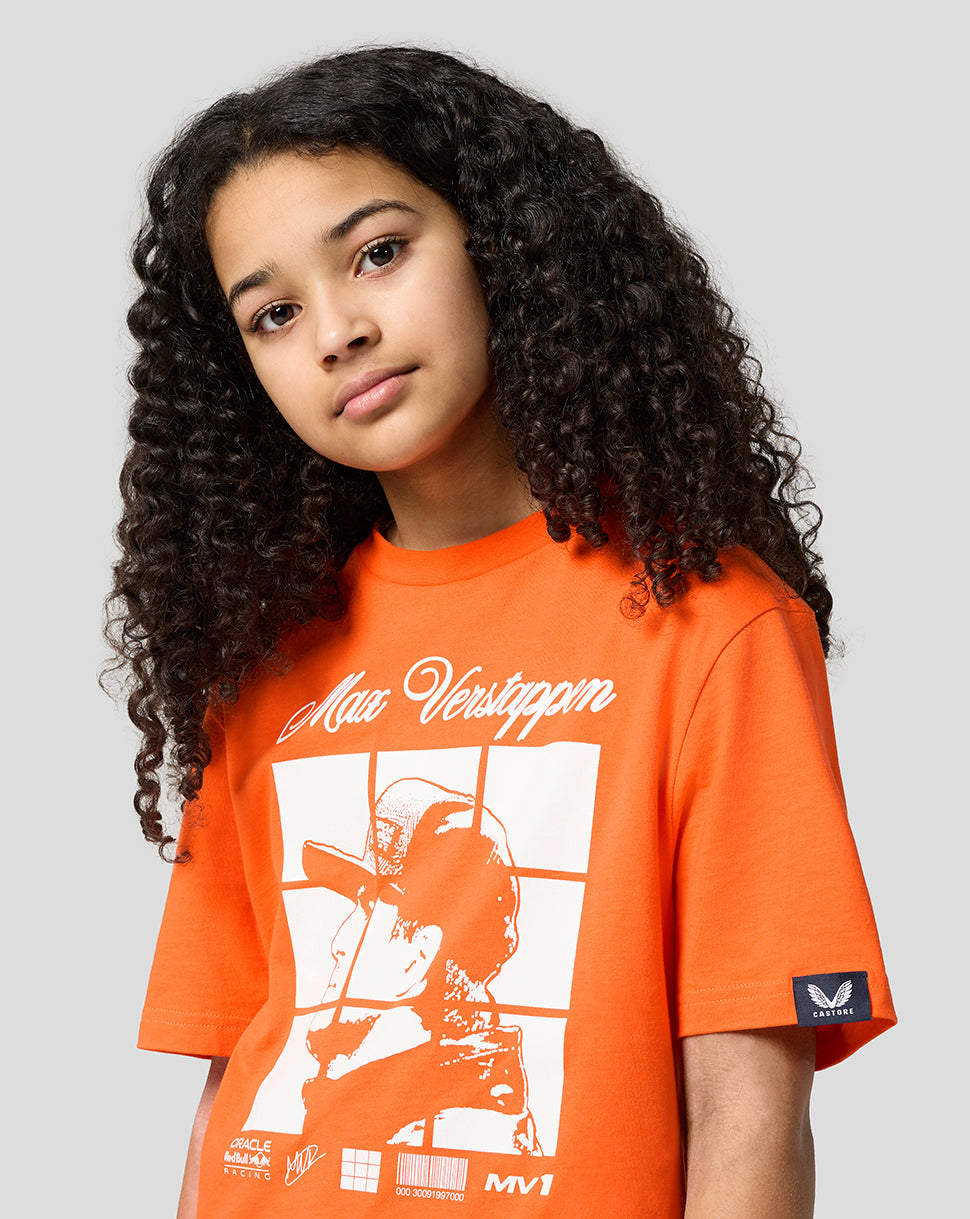 Oracle Red Bull Racing Junior Max Verstappen Puzzle T-Shirt - Exotic Orange - Exotic Orange