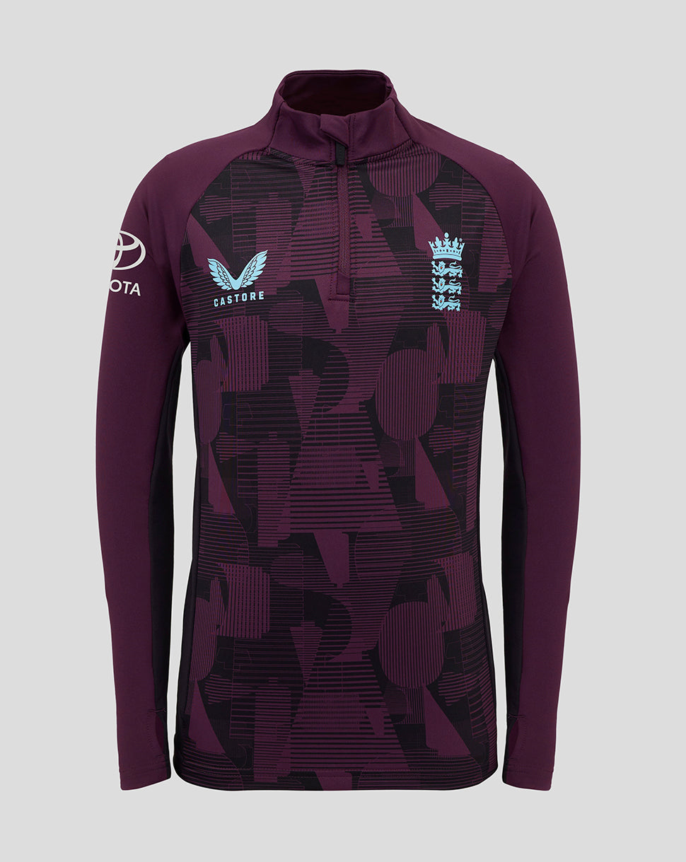 England Cricket Training Junior 1/4 Zip Top 25/26 - Blackberry Wine/Caviar