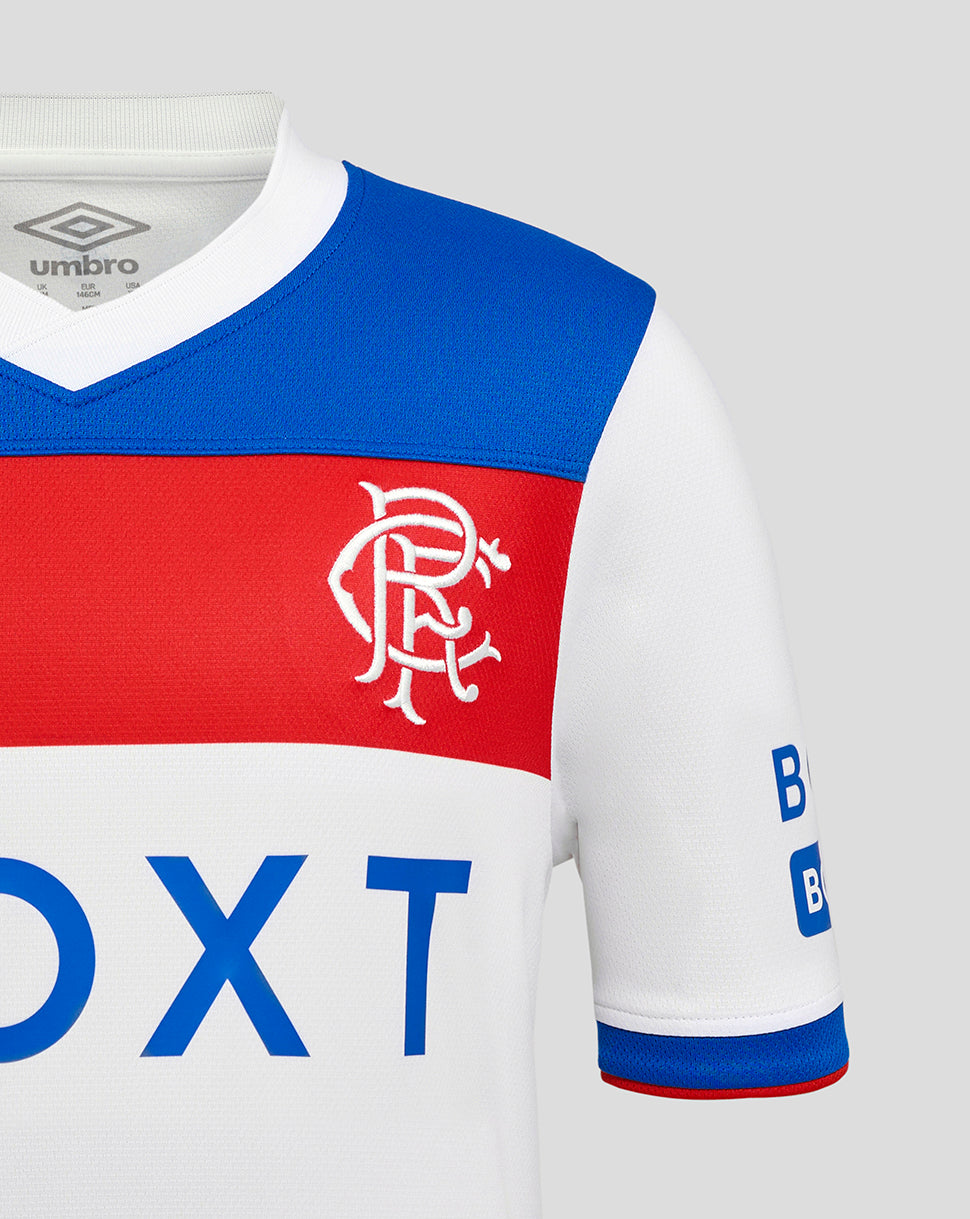 Rangers Junior 25/26 Away Shirt - Brilliant White/Lapis Blue/Flame Scarlet
