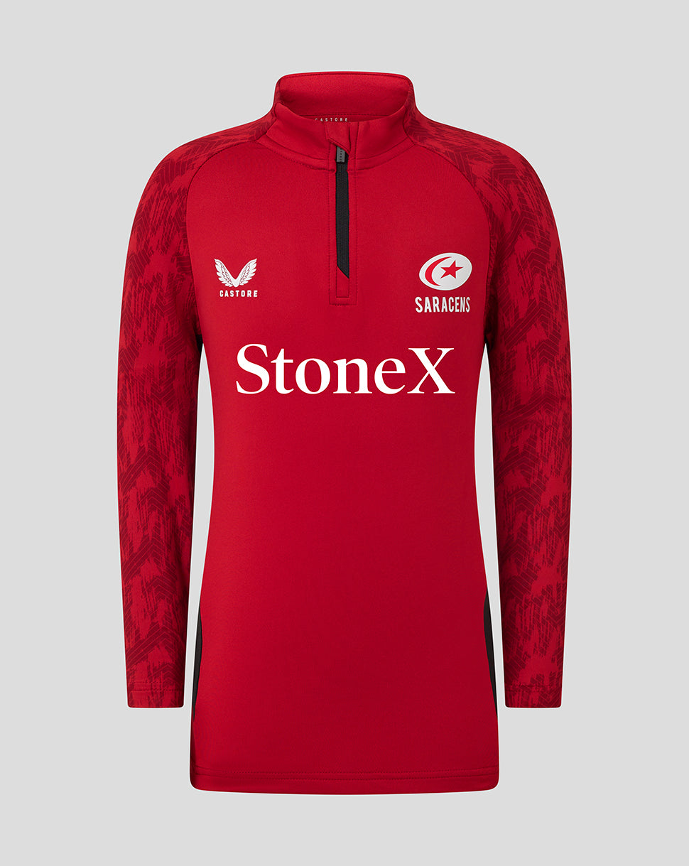 Saracens Junior 25/26 Training 1/4 Zip Top - Rhythmic Red - Rhythmic Red/Caviar