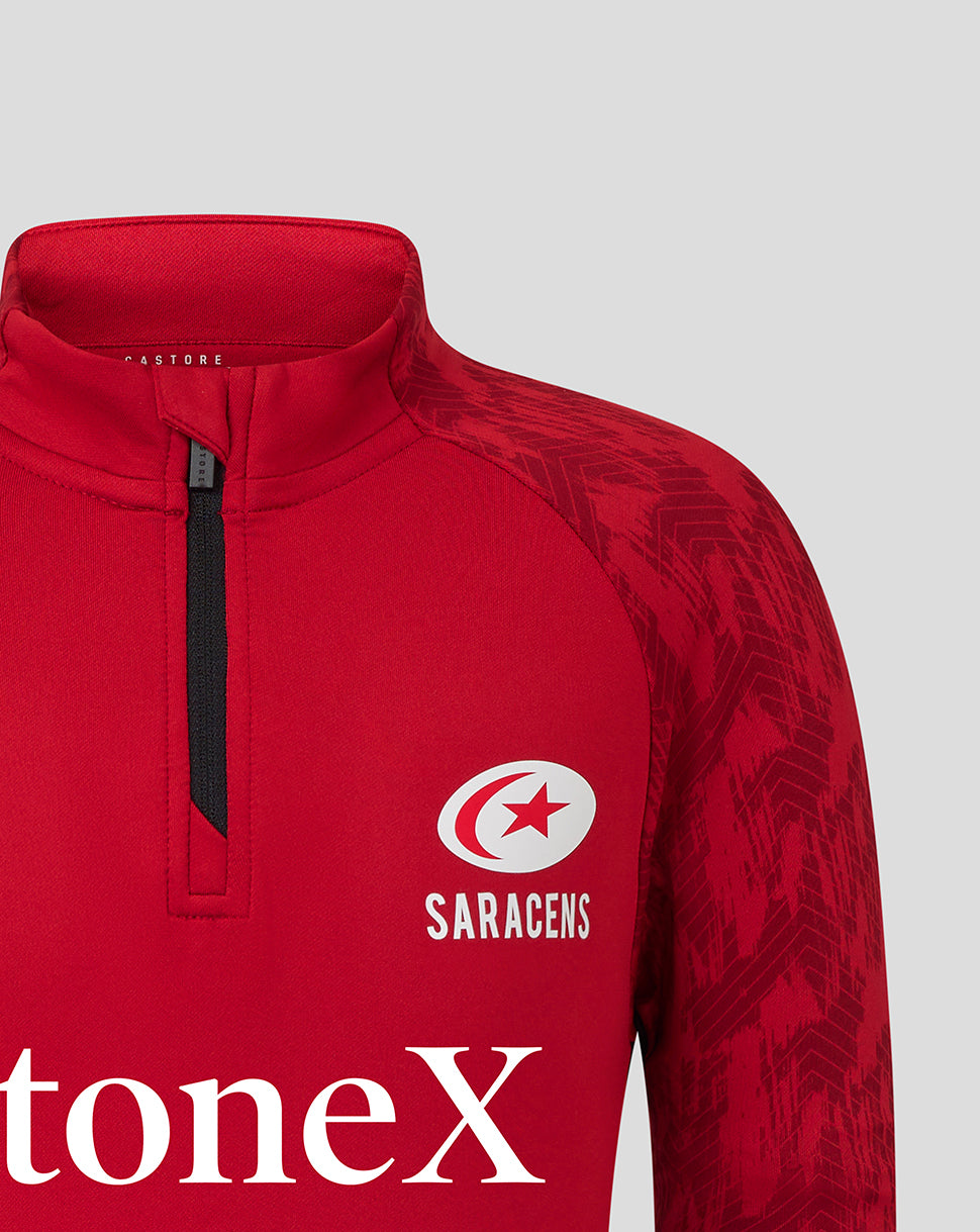 Saracens Junior 25/26 Training 1/4 Zip Top - Rhythmic Red - Rhythmic Red/Caviar