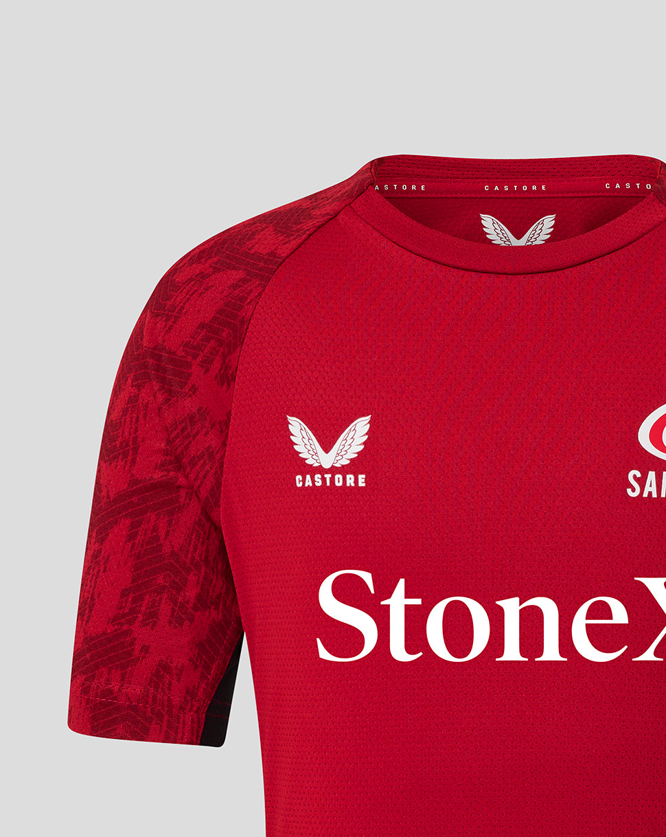 Saracens Junior 25/26 Training Short Sleeve Tee - Rhythmic Red - Rhythmic Red/Caviar