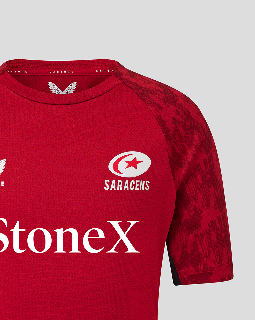 Saracens Junior 25/26 Training Short Sleeve Tee - Rhythmic Red - Rhythmic Red/Caviar